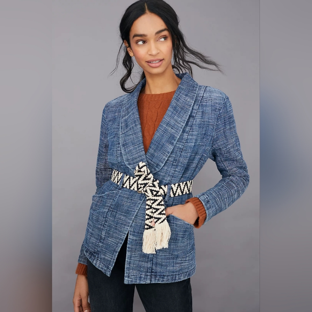 Anthropologie Galena Belted Blazer Jacket Size Small